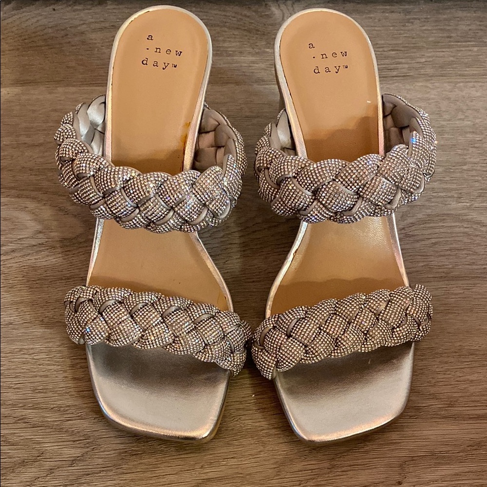 A New Day Silver Sandals with Modern Square-Toe Design